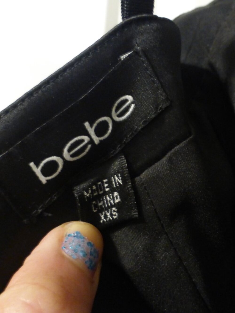 BEBE black satin party cocktail dress with adjustable straps - Picture 6 of 7